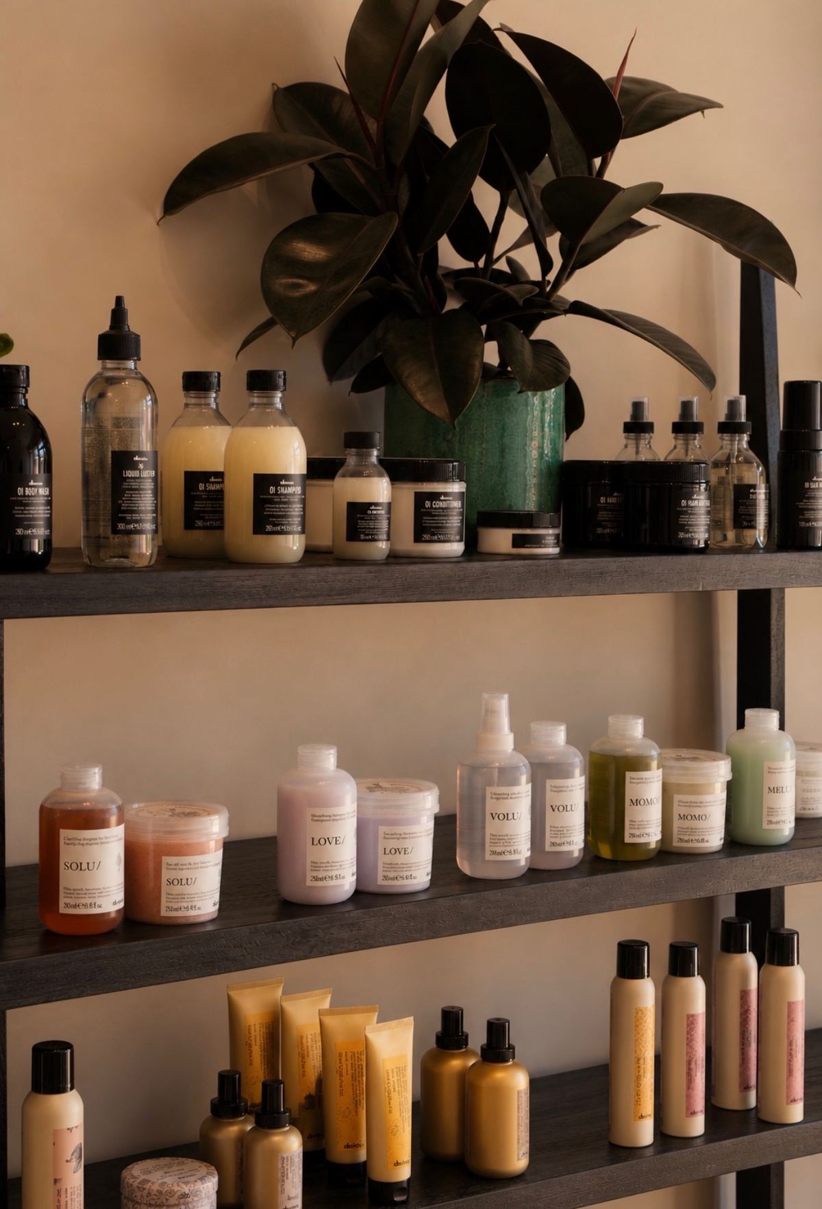 Davines hair care on the shelves at Drift + Mane
